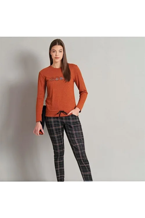 Donwear 7746 Kadın Kışlık O-Yaka Pijama Takım