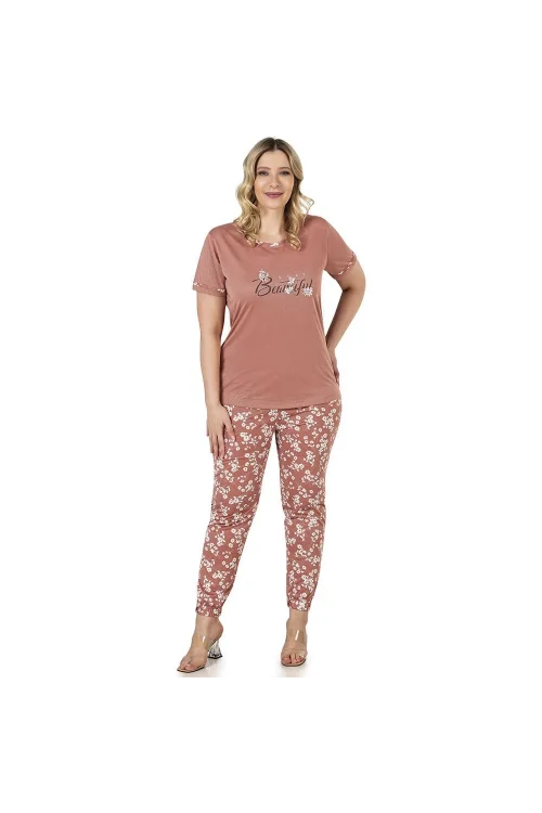 Dowry 08049 Kadın Yazlık Kısakol Büyük Beden Pijama Takım