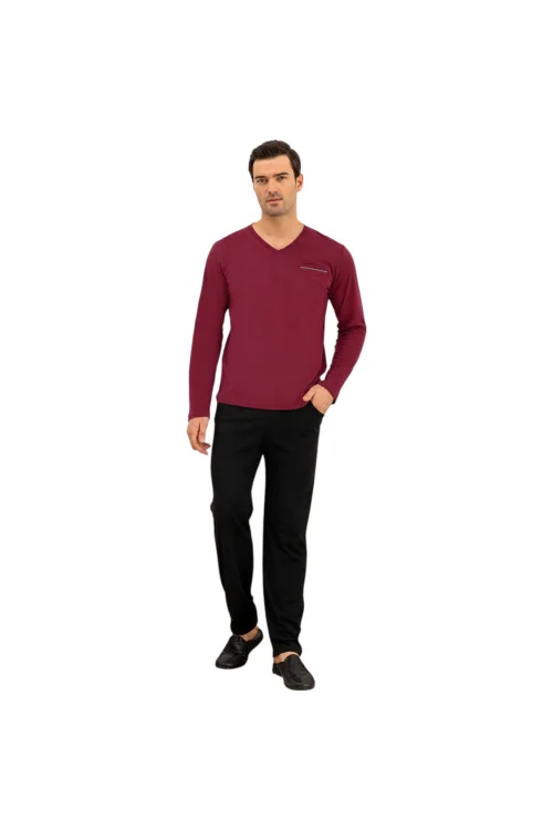 Elitepoint 1251 Erkek V-Yaka Kışlık Pijama Takım