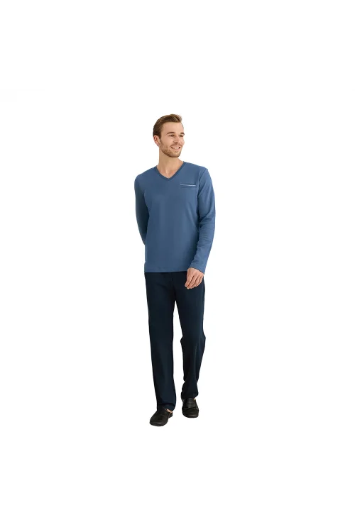 Elitepoint 1616 Erkek V-Yaka Kışlık Pijama Takım