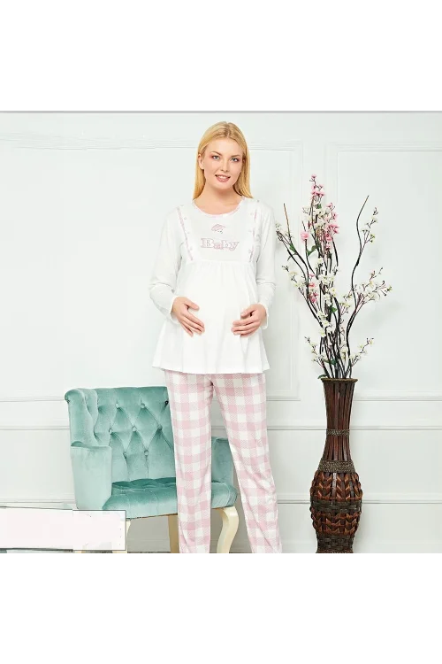 FLZ 24330 Kadın Kışlık Uzun Kol Lohusa Gecelik