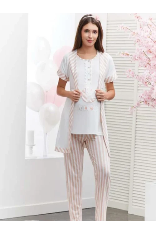 FLZ 31279 Kadın Yazlık 3lü Lohusa Pijama Takım