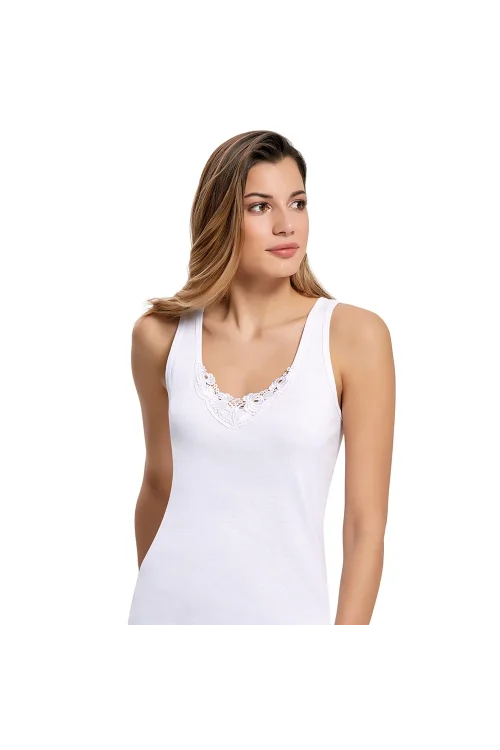 İlke 206 Kadın Güpürlü Geniş Askılı Atlet   L / 42