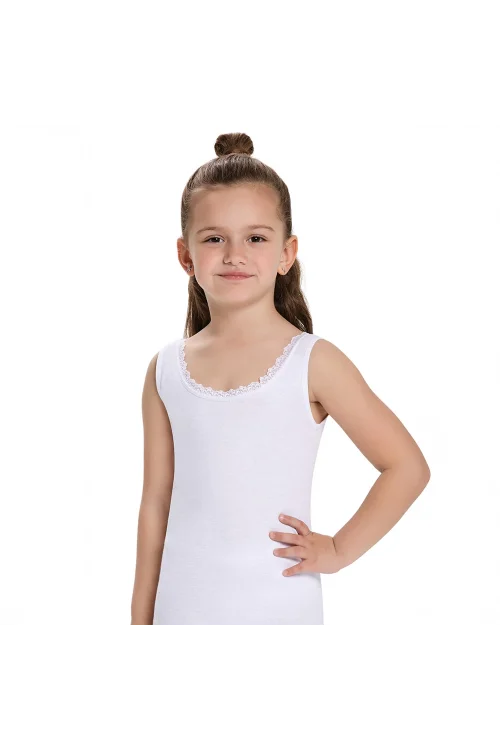 İlke 323 Kız Çocuk Fırfırlı Geniş Askılı Garson Boy Atlet   (10-11 Yaş)