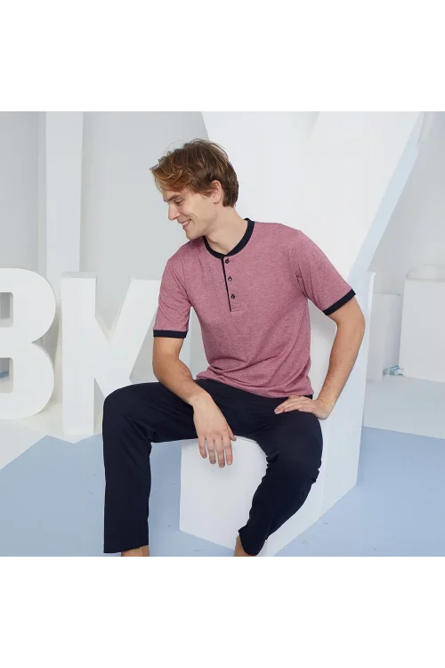 Kly 2091 Erkek Midi Yaka Pijama Takım