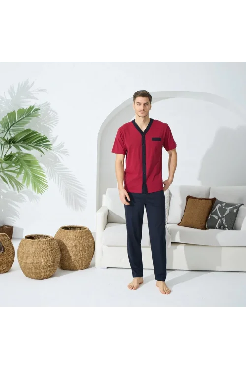 Kly 9510 Erkek Yazlık V-Yaka Pijama Takım