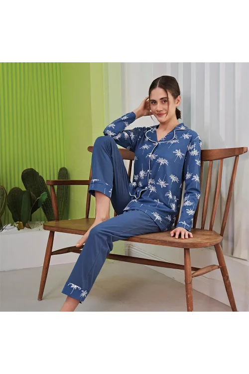 Miss Klein 1134 Kadın Kışlık Boydan Düğmeli Pijama Takımı