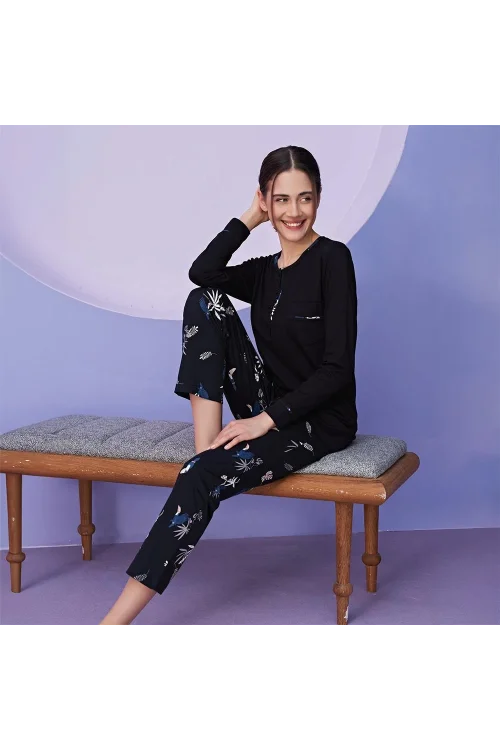 Miss Klein 1139 Kadın Kışlık Üç Düğme Pijama Takımı