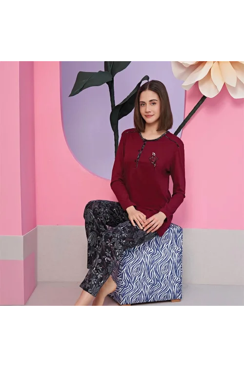 Miss Klein 1141 Kadın Kışlık Üç Düğme Pijama Takımı