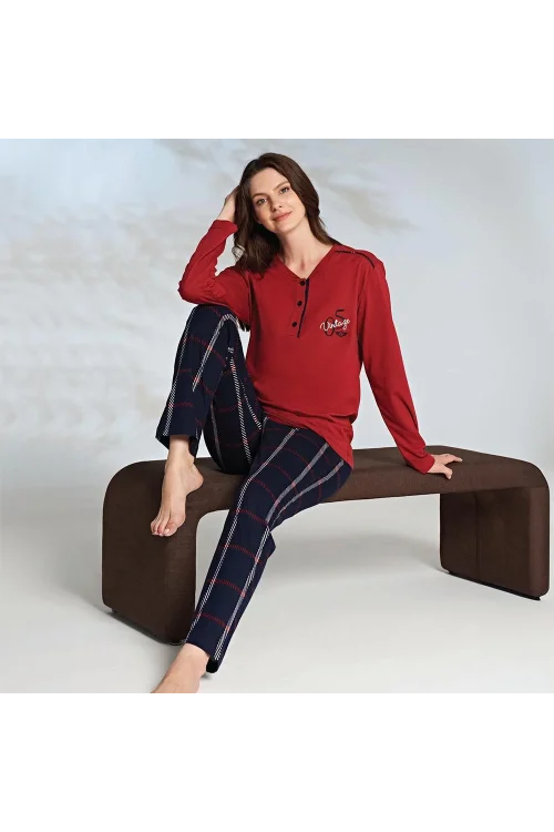 Miss Klein 1213 Kadın Kışlık Üç Düğme Pijama Takımı
