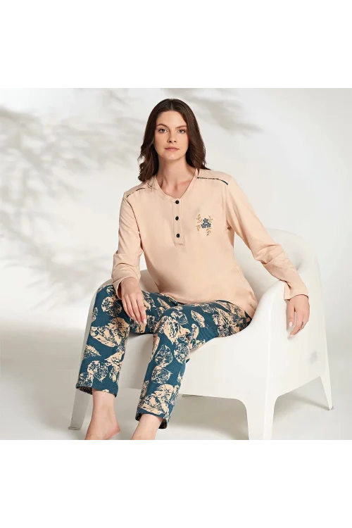 Miss Klein 1238 Kadın Kışlık Üç Düğme Büyük Beden Pijama Takımı