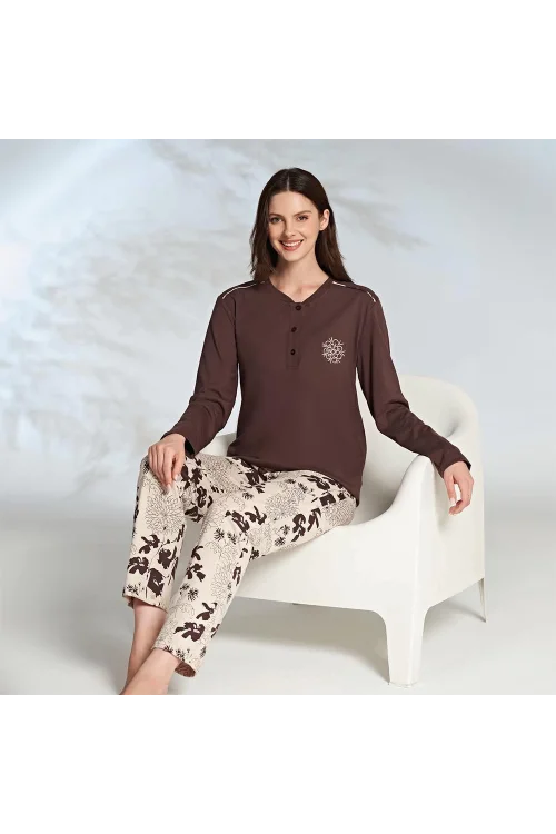 Miss Klein 1246 Kadın Kışlık Üç Düğme Büyük Beden Pijama Takımı