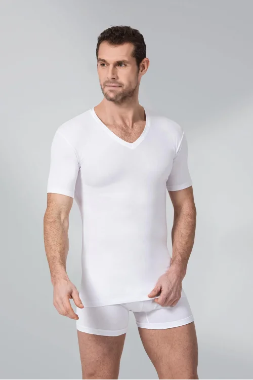 Namaldı 191 Erkek Summer Beyaz V-Yaka Tişört
