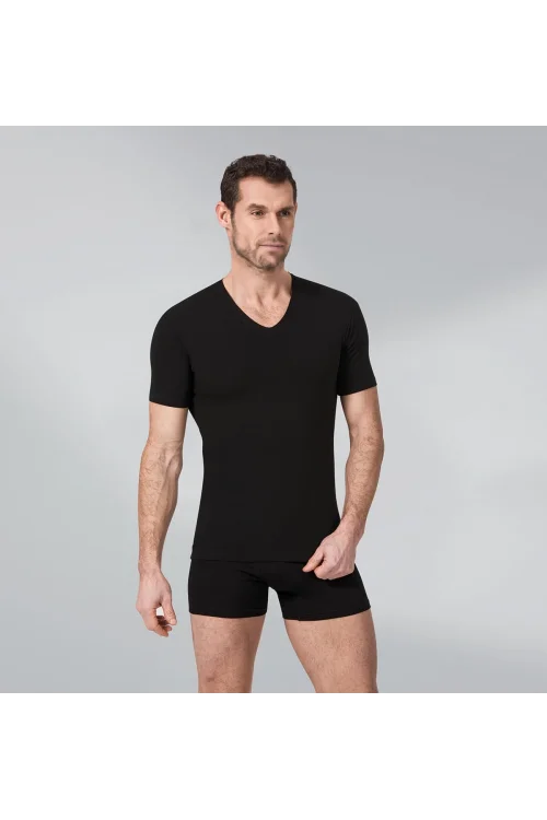 Namaldı 191S Erkek Summer Siyah V-Yaka  Tişört