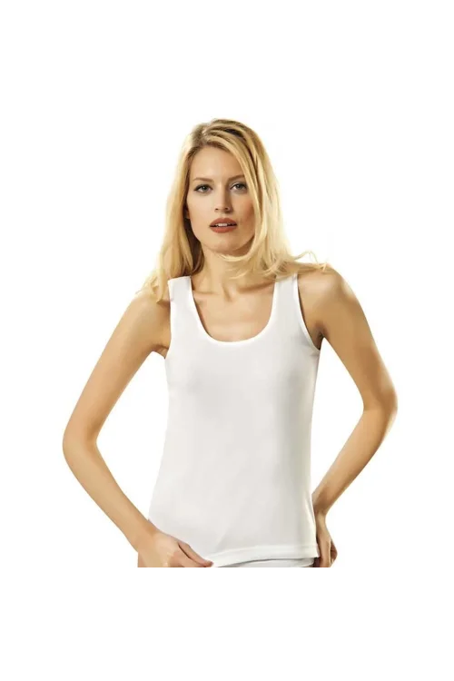 Namaldı 208 Kadın Beyaz Ribana Geniş Askılı Atlet