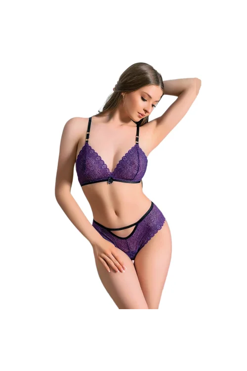Nightlight 3661 Kadın Lastikli Dantel Fant. Sütyen Külot Takım