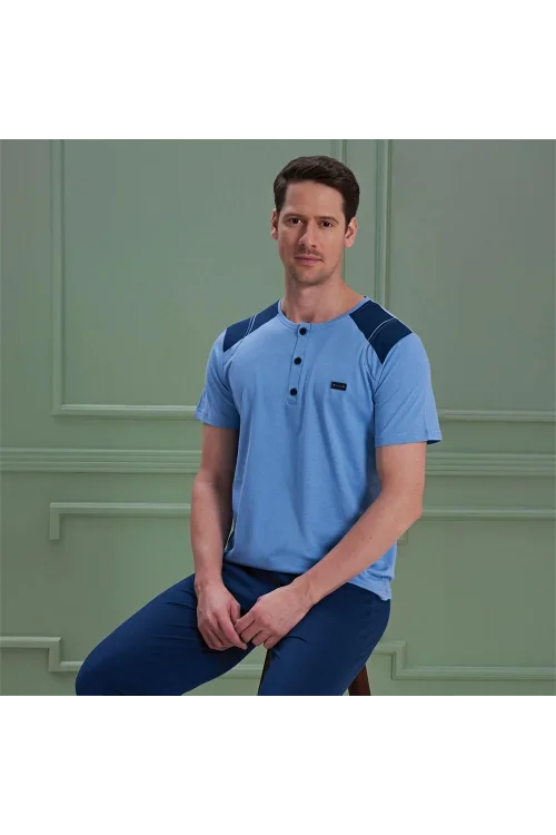 Over Sleep 1081 Erkek Kısa Kol Pijama Takım