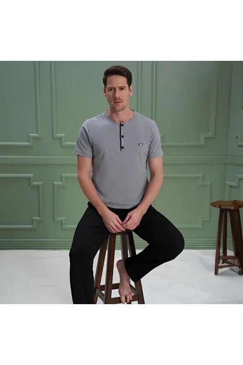 Over Sleep 1083 Erkek Kısa Kol Pijama Takım