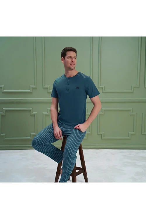 Over Sleep 1089 Erkek Kısa Kol Pijama Takım