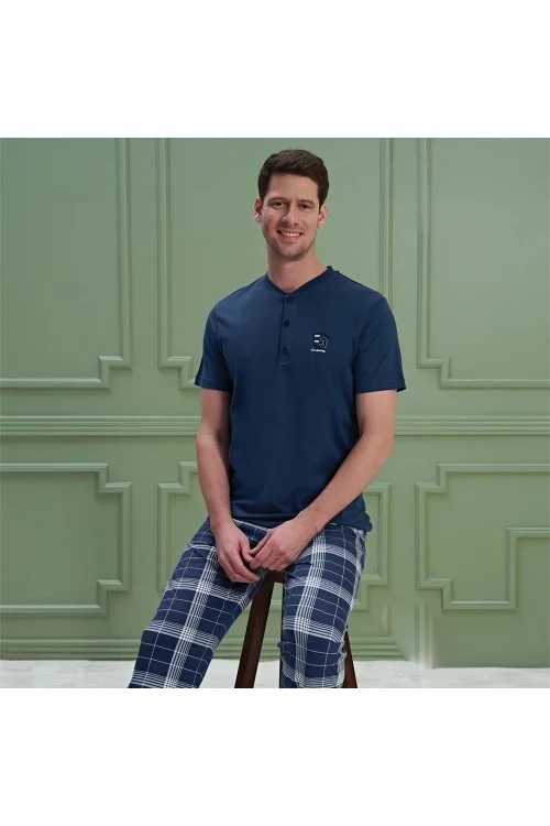 Over Sleep 1095 Erkek Kısa Kol Pijama Takım