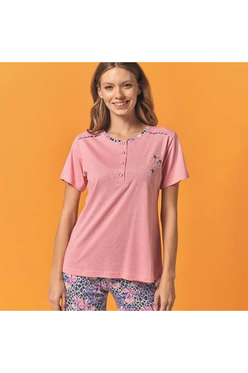 Over Sleep 113 Kadın Yazlık Kısa Kol Pijama Takım