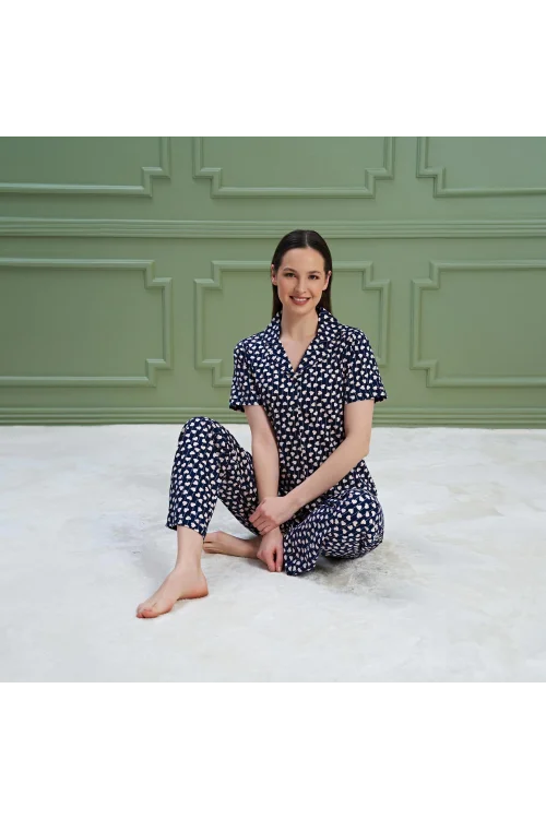 Over Sleep 1180 Kadın Kısa Kol Pijama Takım