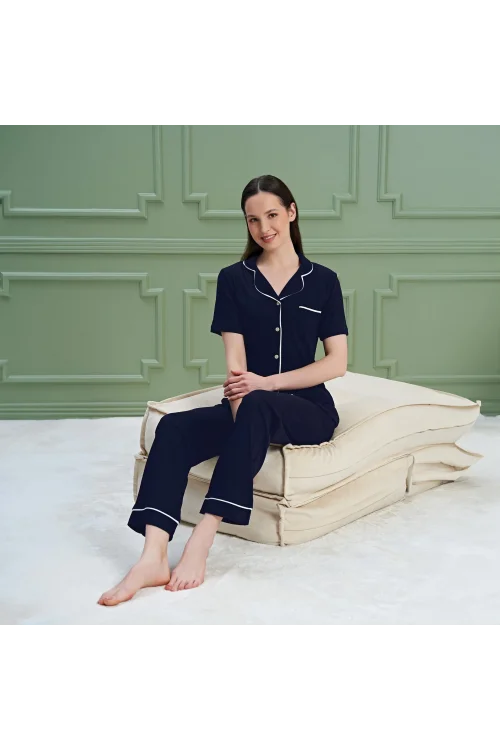 Over Sleep 1191 Kadın Kısa Kol Pijama Takım