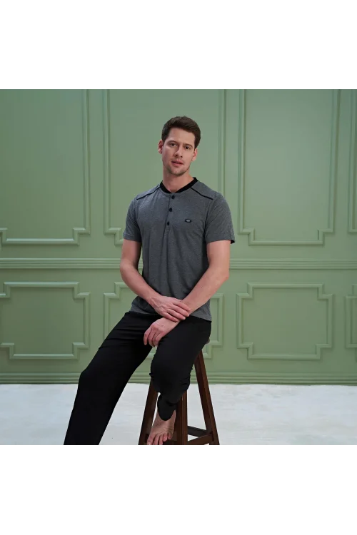 Over Sleep 1282 Erkek Kısa Kol Pijama Takım