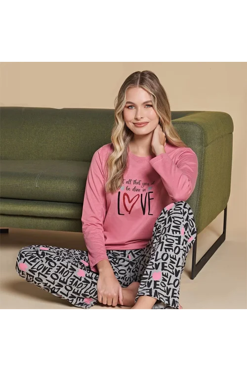 Over Sleep 1428 Kadın Kışlık Uzun Kol Pijama Takım