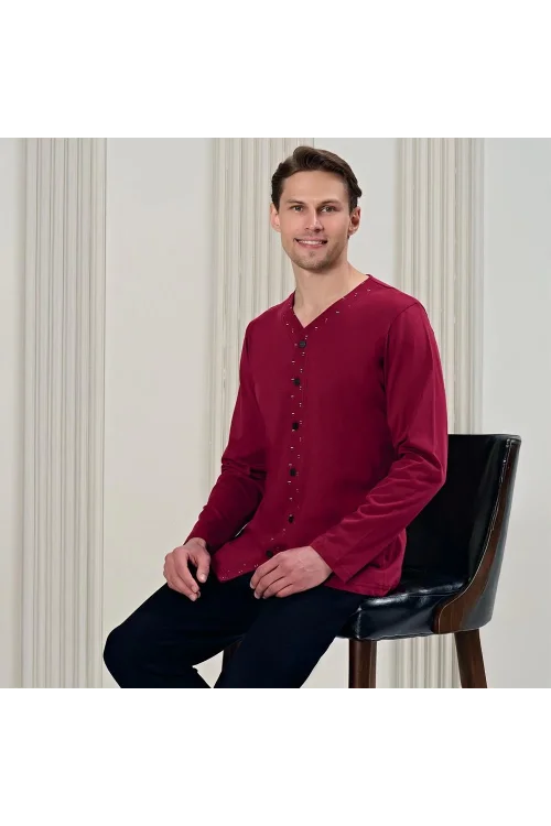 Over Sleep 1707 Erkek Süprem Uzun Kol Pijama Takım