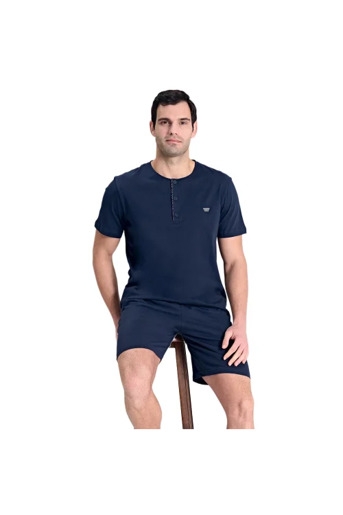 Over Sleep 1794 Erkek Yazlık Süprem Şortlu Kısa Kol Pijama Takım