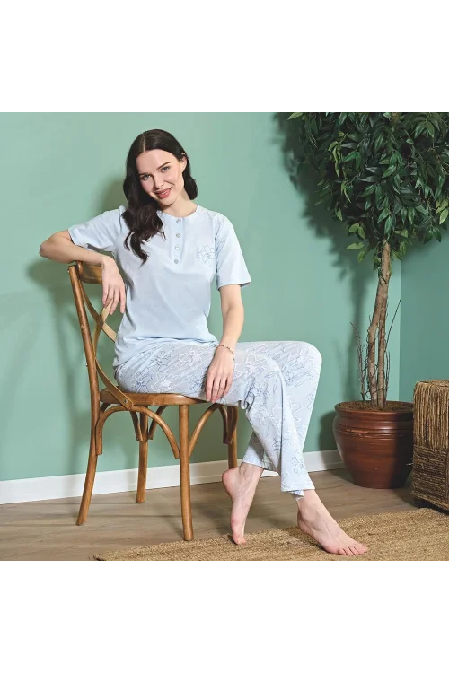 Over Sleep 1812 Kadın Kısa Kol Süprem Yazlık Pijama Takım