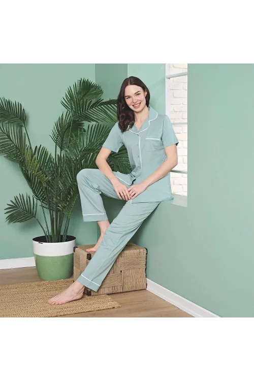 Over Sleep 1864 Kadın Kısa Kol Modal  Yazlık Pijama Takım