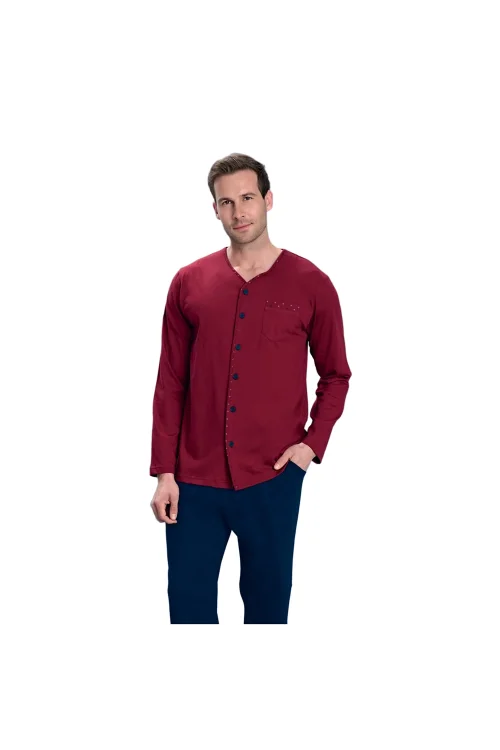 Over Sleep 2159 Erkek Büyük Beden Kışlık Yuvarlak Yaka Pijama Takım