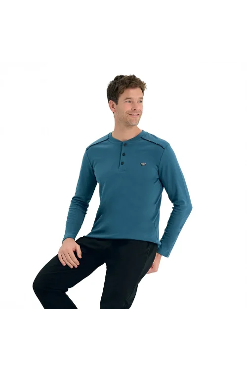 Over Sleep 2201 Erkek Kışlık Interlok Pijama Takım