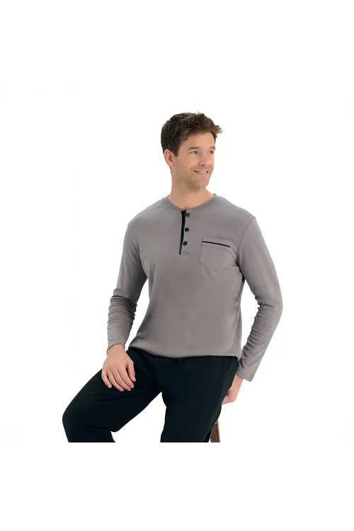 Over Sleep 2205 Erkek Kışlık Interlok Pijama Takım