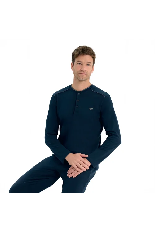 Over Sleep 2209 Erkek Kışlık Interlok Pijama Takım