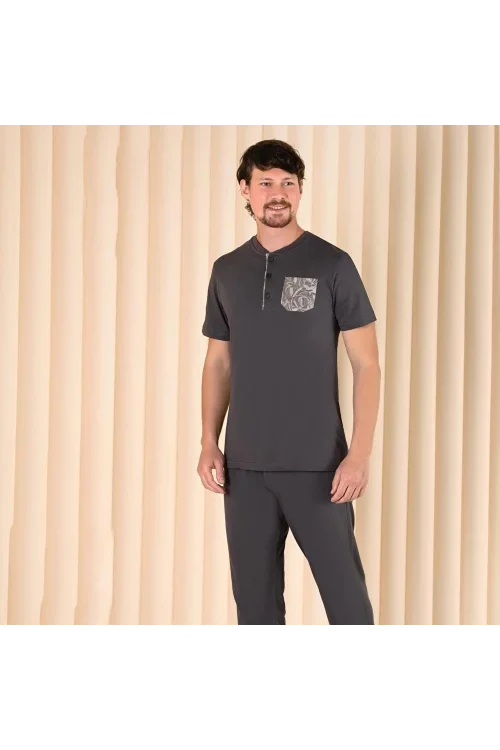 Over Sleep 221 Erkek Pamuk Kısa Kol Pijama Takım