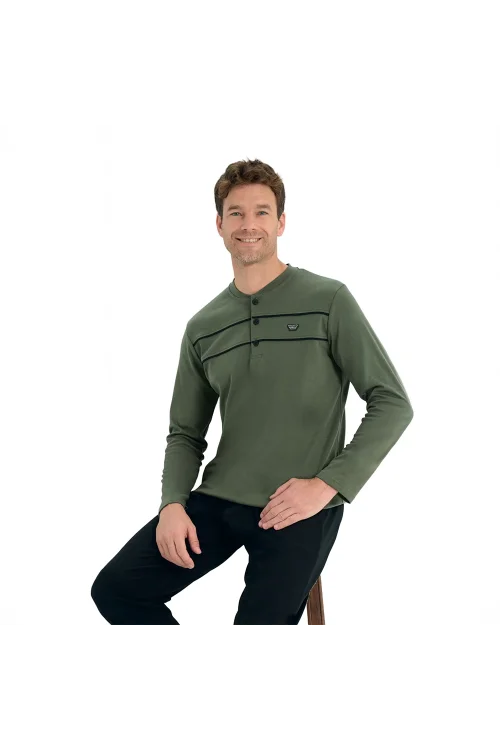 Over Sleep 2210 Erkek Kışlık Interlok Pijama Takım