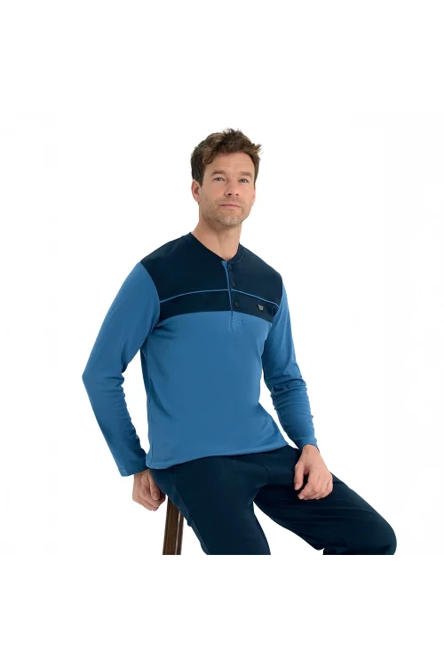 Over Sleep 2213 Erkek Kışlık Interlok Pijama Takım