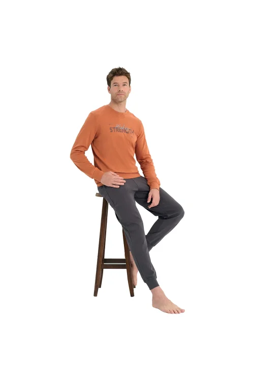 Over Sleep 2220 Erkek Kışlık Interlok Pijama Takım