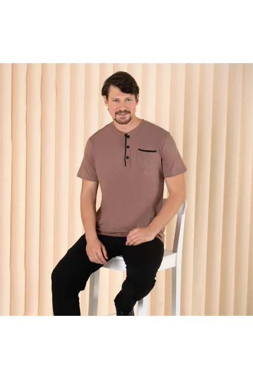 Over Sleep 223 Erkek Pamuk Kısa Kol Pijama Takım