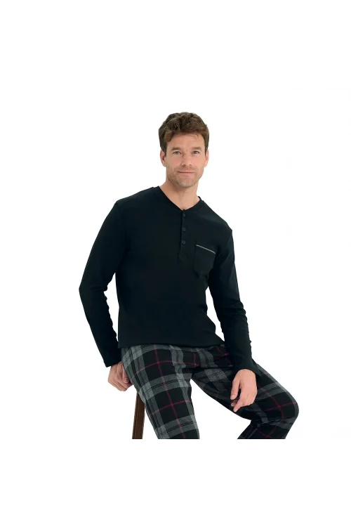 Over Sleep 2233 Erkek Kışlık Interlok Pijama Takım