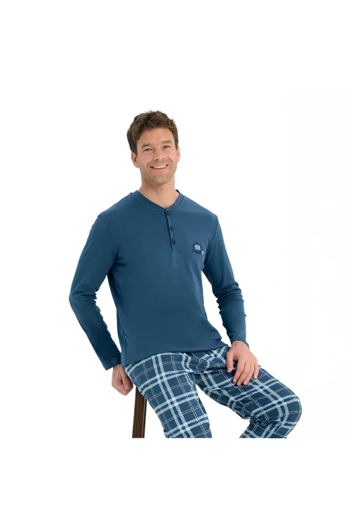 Over Sleep 2234 Erkek Kışlık Interlok Pijama Takım