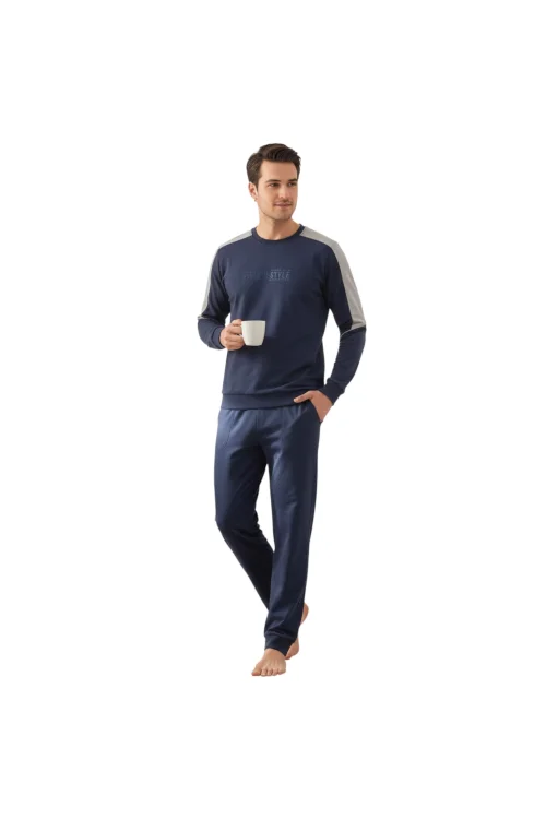 Over Sleep 2426 Erkek Kışlık Likralı Süprem Pijama Takımı