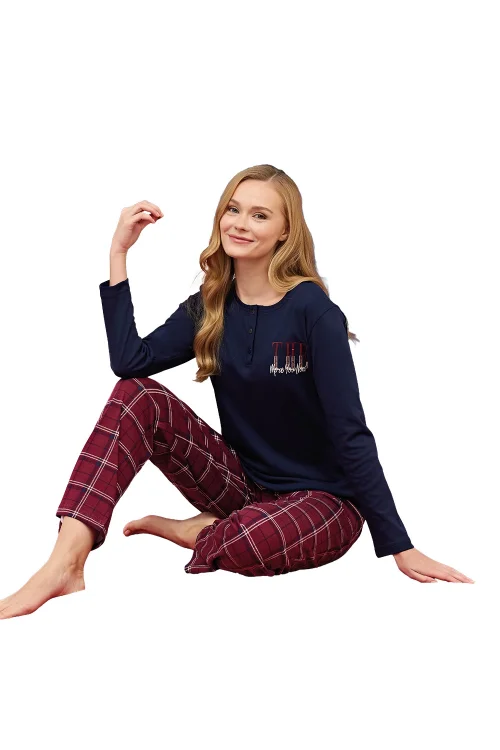 Over Sleep 3253 Kadın Eşli Yılbaşı Pijama Takımı