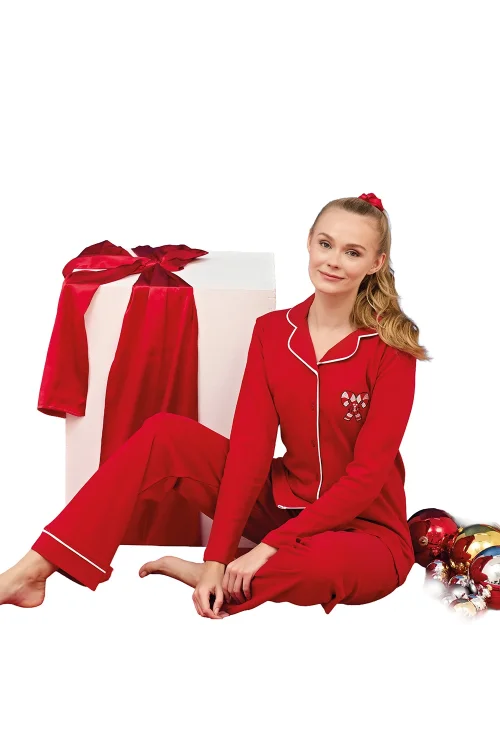 Over Sleep 3254 Kadın Önü Düğmeli Yı Pijama Takımı