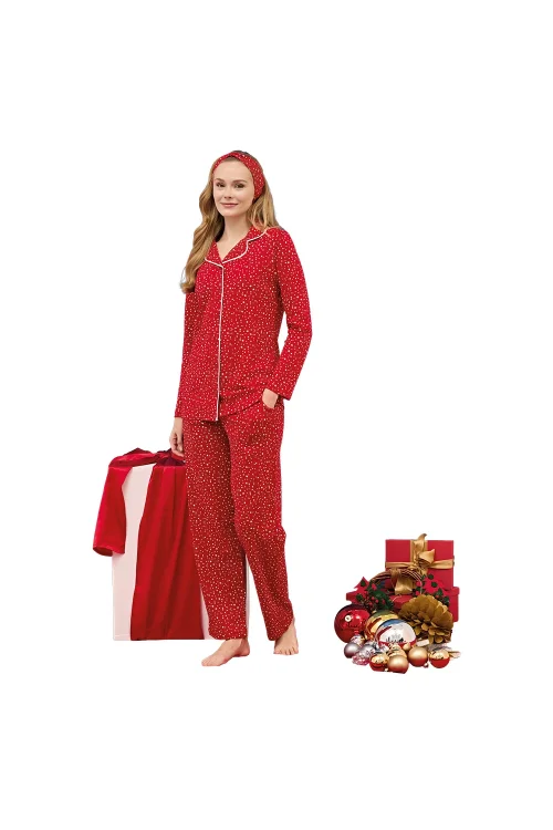 Over Sleep 3255 Kadın Önü Düğmeli Yı Pijama Takımı