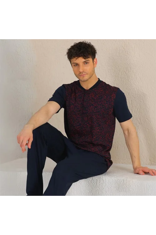 Over Sleep 644 Erkek Pamuk Kısa Kol Pijama Takım