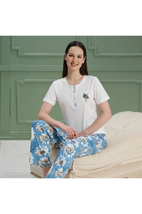 Over Sleep 985 Kadın Kısa Kol Pijama Takım